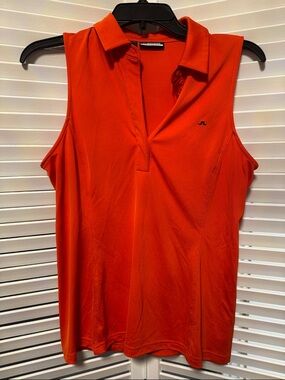 J.Lindeberg Sleeveless Polo Tank in Vibrant Orange